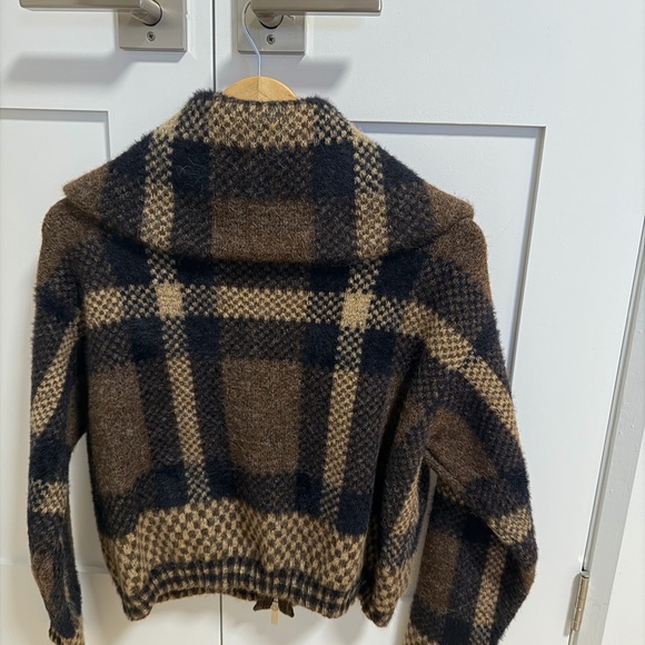 Zara Checkered knit Wool bomber Jacket - Picture 2 of 3